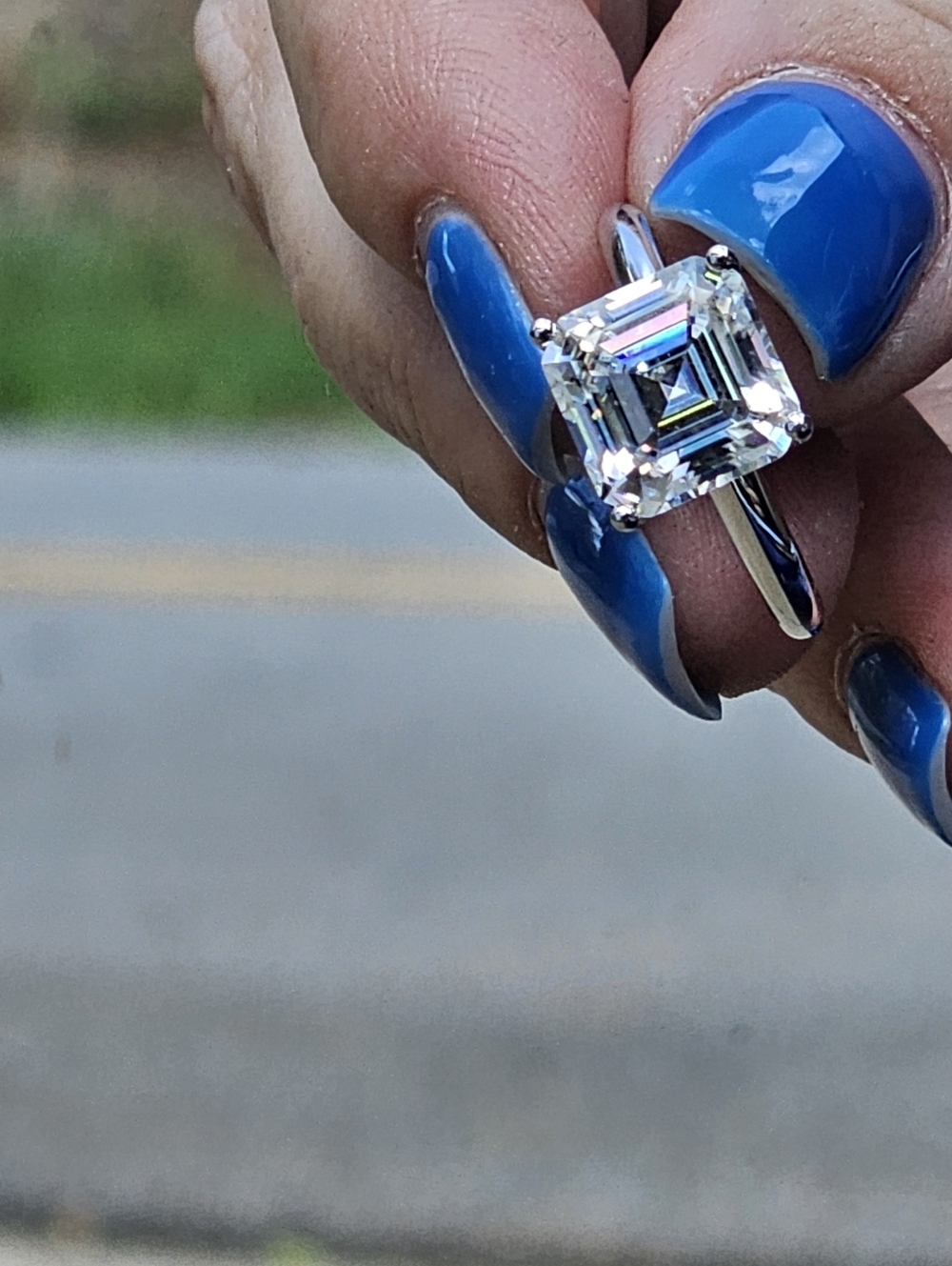 5ct Asscher Moissanite Platinum Over S925 Size 9 - Picture 4 of 10